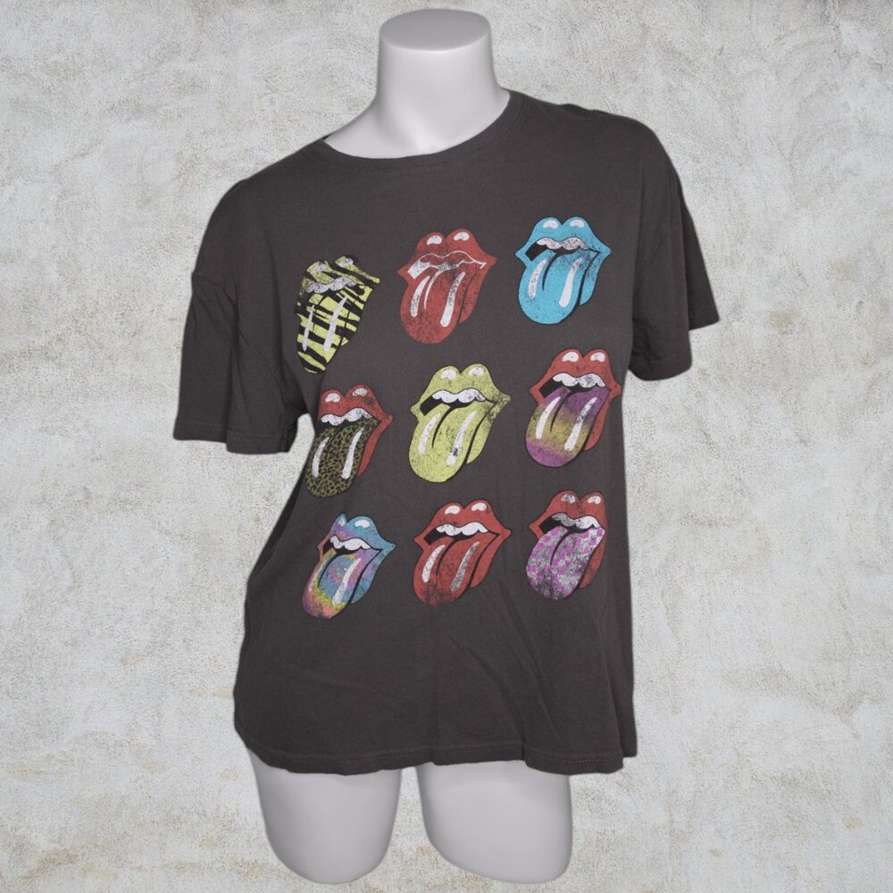 The Rolling Stones Sticky Fingers Logo Gray Graphic T-Shirt Womens Unisex Medium